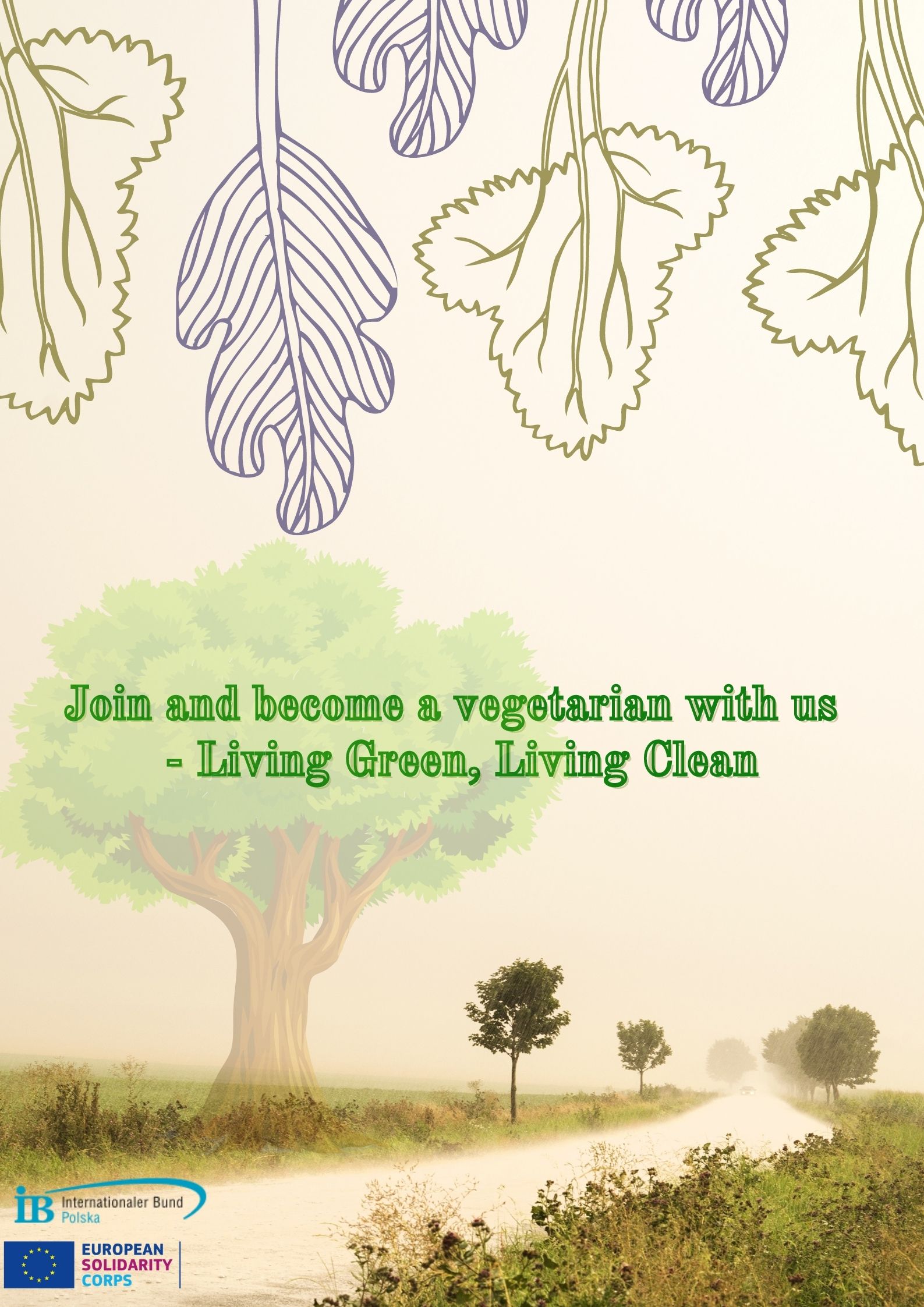 Plakat ECOchallenge - Join and become vegetarian with us - Living Green, Living clean