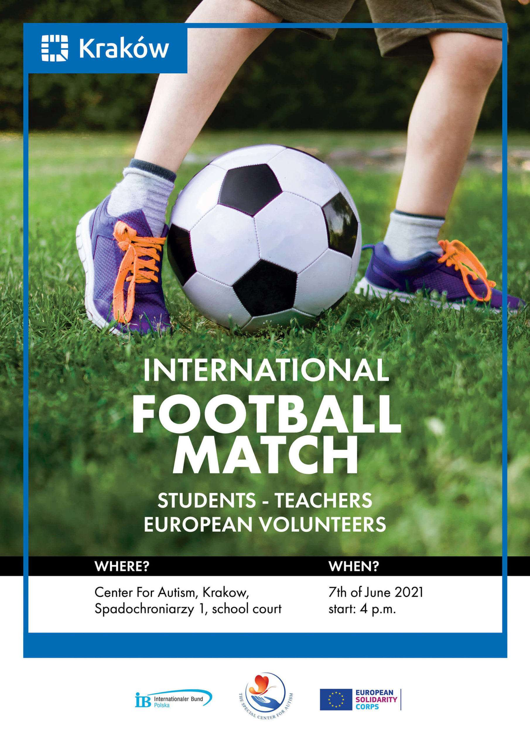 Meczu wolontariuszy i uczniów oraz kadry z Centrum Autyzmu. 