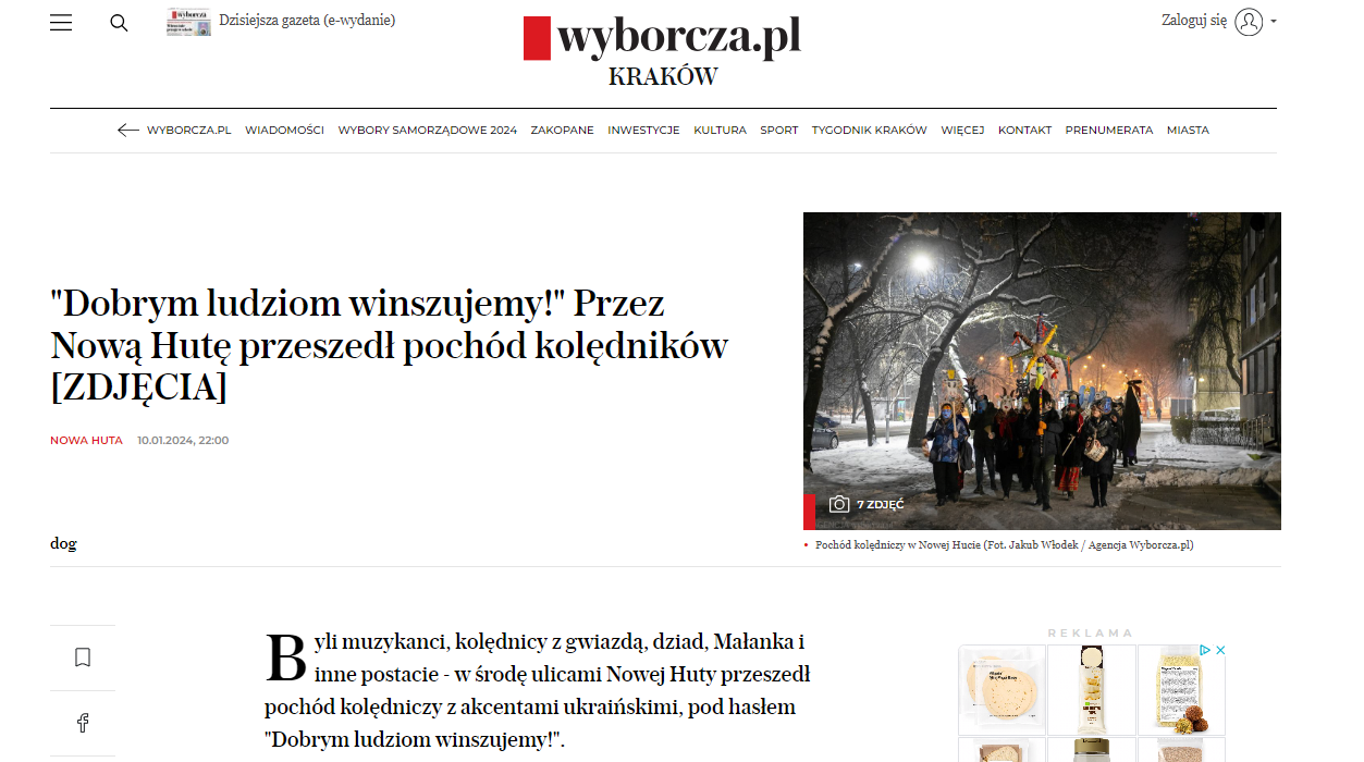 W Gazecie Wyborczej o naszym pochodzie w Nowej Hucie