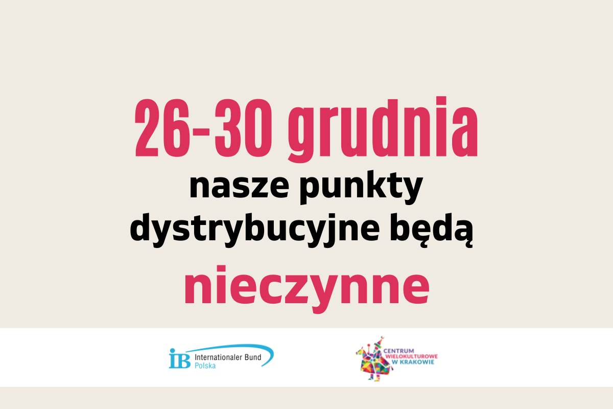 Ważna informacja o okołoświątecznych zmianach godzin pracy!