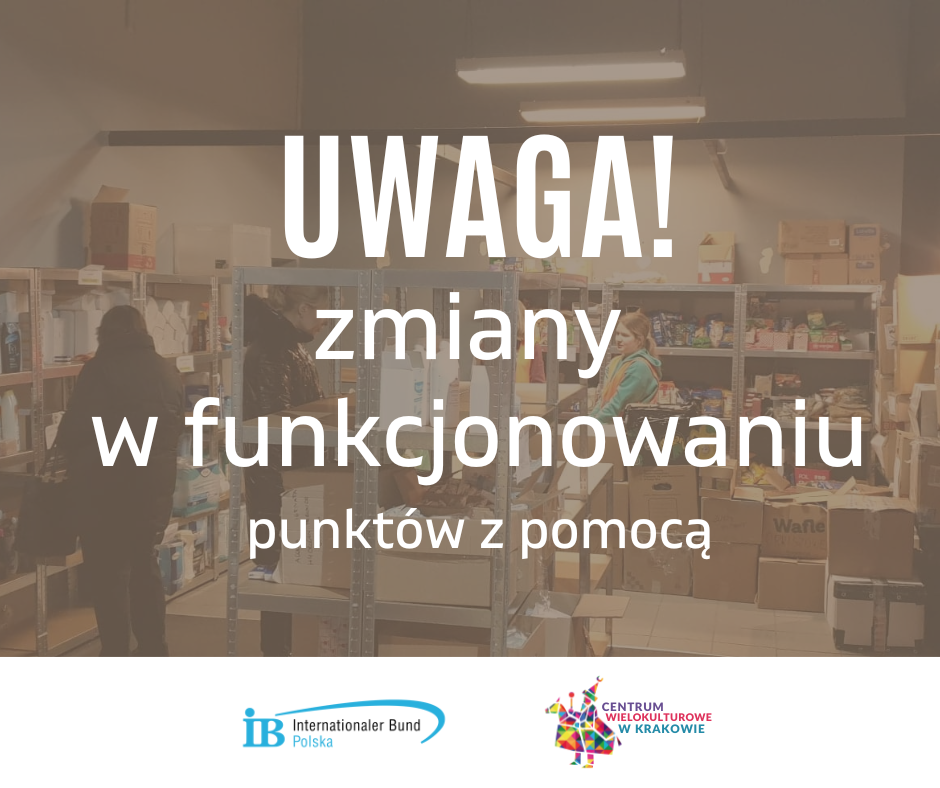 Ważna informacja o świątecznych godzinach funkcjonowania naszych punktów z pomocą