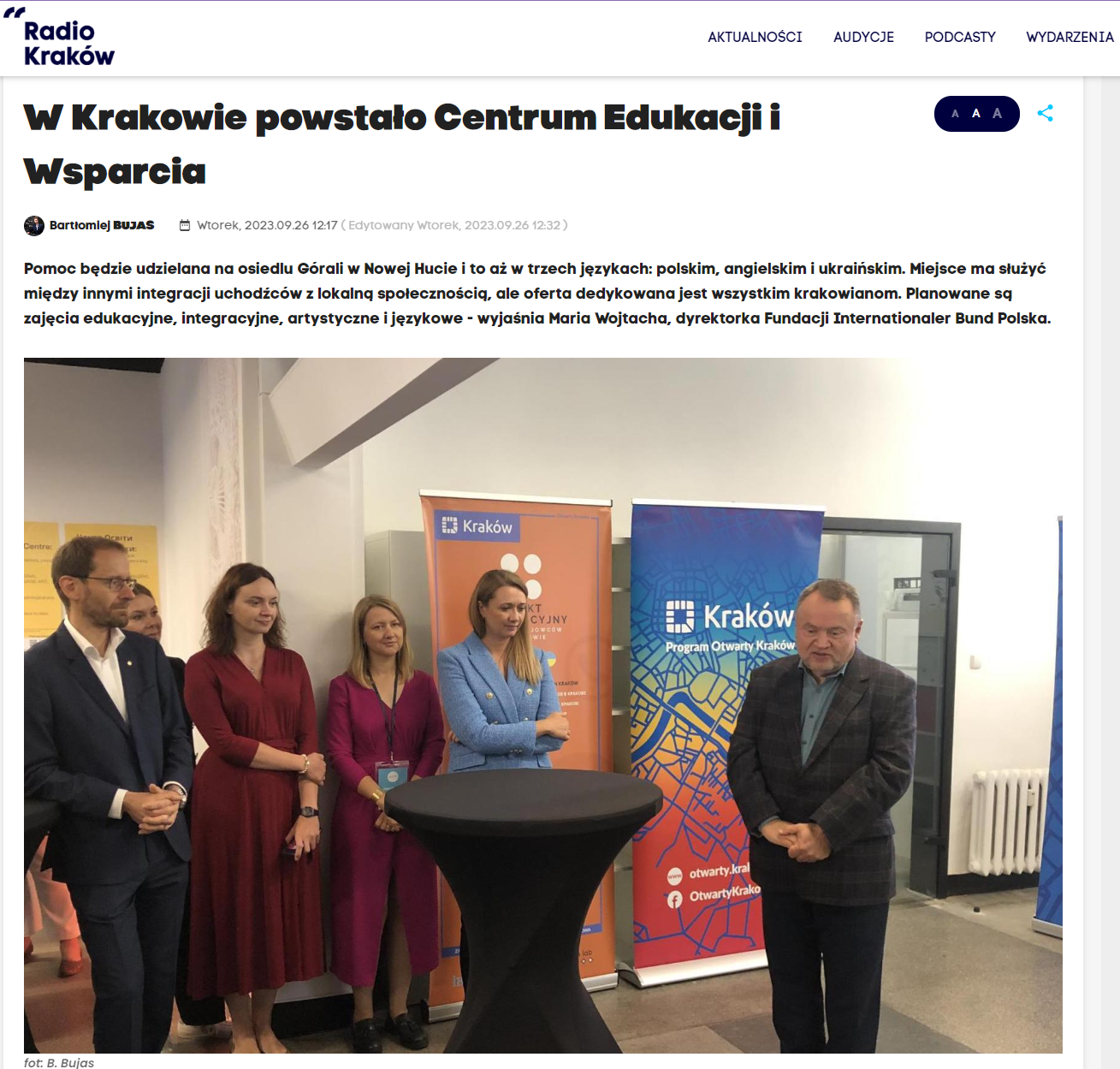 Radio Kraków o powstaniu Centrum Edukacji i Wsparcia