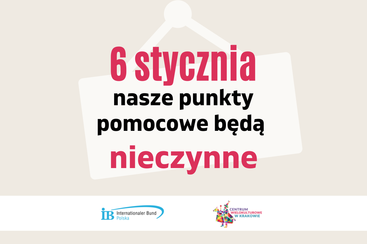 Ważna informacja – 6 stycznia nasze punkty będą nieczynne!