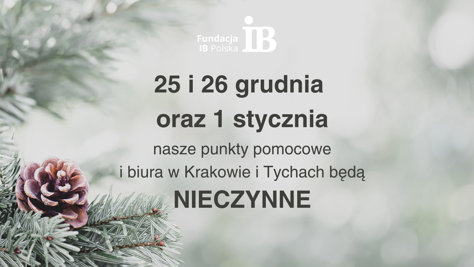 Okres świąteczny – biura będą nieczynne