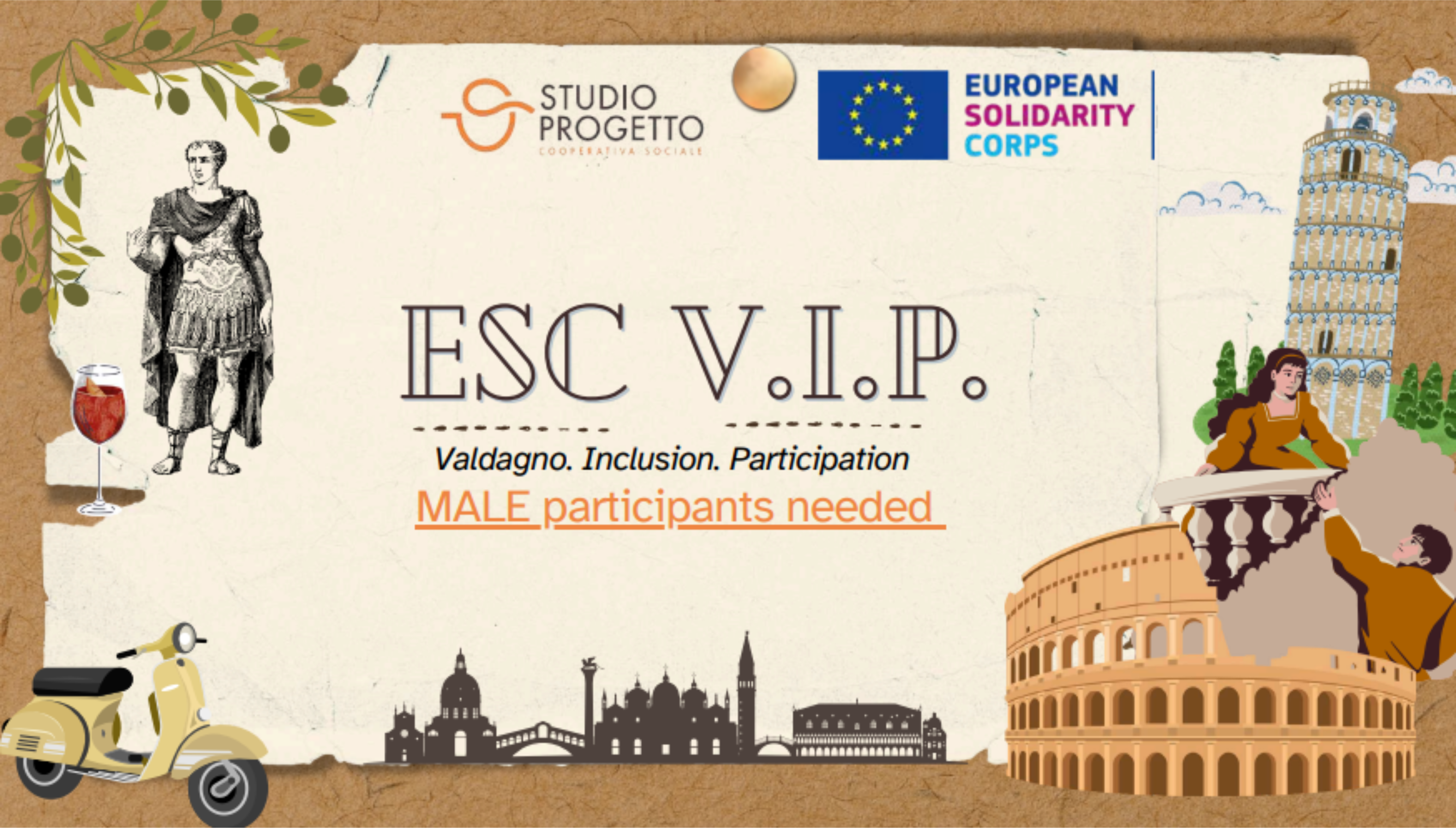 Dołącz do Europejskiego Korpusu Solidarności w ramach projektu V.I.P (Valdagno. Inclusion. Participation) w 2024 roku!