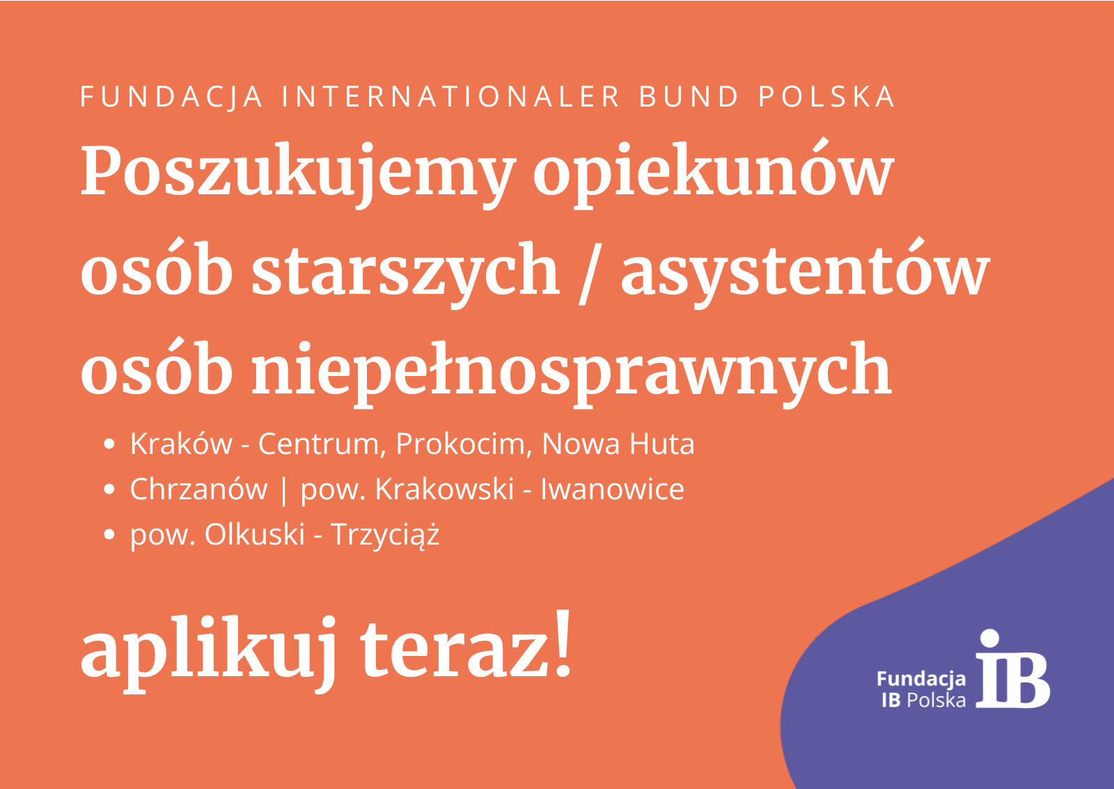 Poszukujemy mężczyzn – opiekunów osób starszych / asystentów osób z niepełnosprawnościami